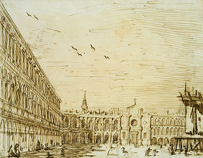 The Piazza Looking West, c.1725 | Canaletto | Painting Reproduction