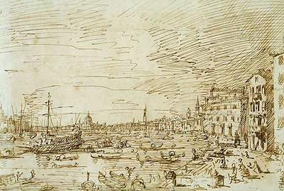 The Bacino Looking West from San Biagio, 1729 | Canaletto | Gemälde Reproduktion
