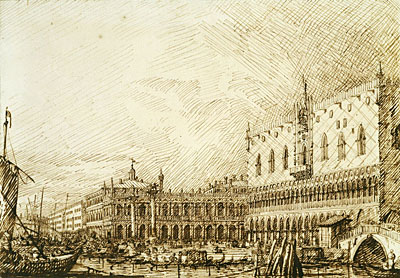 The Palazzo Ducale and Molo Looking West, c.1734 | Canaletto | Gemälde Reproduktion