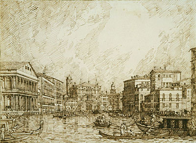 The Lower bend of the Grand Canal, Looking North, c.1734 | Canaletto | Painting Reproduction