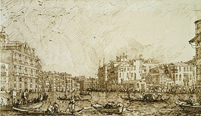 The Lower Bend of the Grand Canal Looking North-West, c.1734 | Canaletto | Gemälde Reproduktion