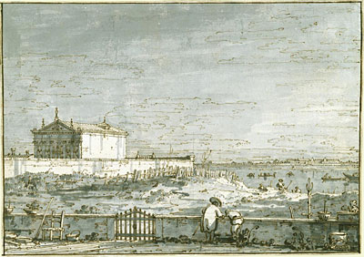 A Pavilion in a Walled Garden, the Lagoon Beyond, c.1740/45 | Canaletto | Painting Reproduction