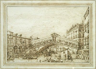 The Rialto Bridge from the South-West, c.1740/45 | Canaletto | Gemälde Reproduktion