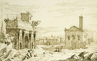 Rom: Der Bogen des Septimius Severus, c.1742 von Canaletto | Gemälde-Reproduktion