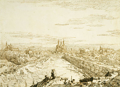 Padua: Ein entfernter Blick auf Santa Giustina ..., c.1742 von Canaletto | Gemälde-Reproduktion