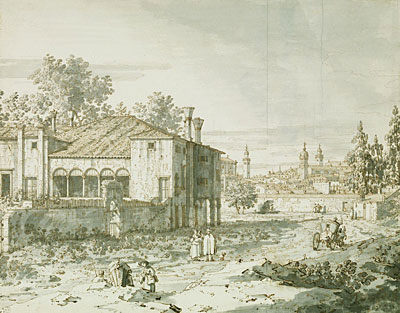 A Villa on the Outskirts of Padua, c.1742 | Canaletto | Gemälde Reproduktion