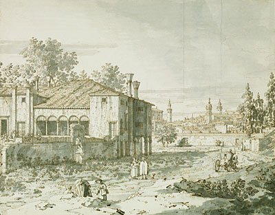 Eine Villa am Stadtrand von Padua, c.1742 von Canaletto | Gemälde-Reproduktion