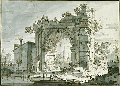 A Capriccio with a Roman Arch, c.1742/45 | Canaletto | Gemälde Reproduktion