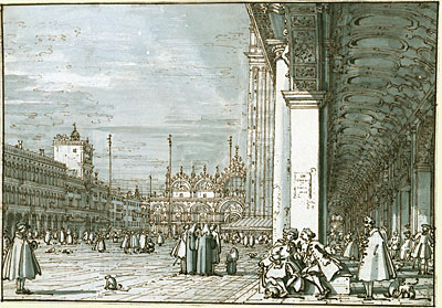 Der Platz nordöstlich von den Procuratie Nuove, c.1745 von Canaletto | Gemälde-Reproduktion