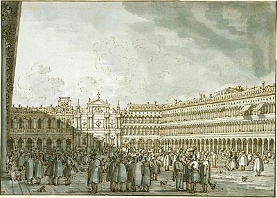 The Piazza Looking West from the Procuratie Nuove, c.1745 | Canaletto | Gemälde Reproduktion
