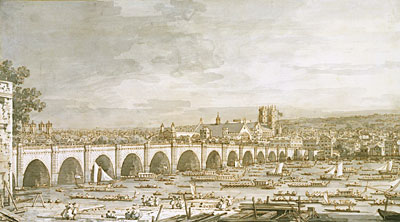 Westminster Bridge, London, mit einer Prozession ..., c.1747 von Canaletto | Gemälde-Reproduktion