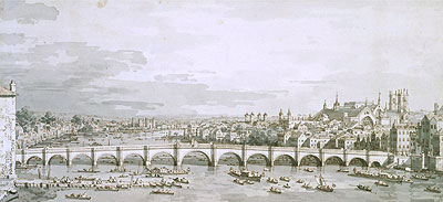 Westminster Bridge, London, c.1747 von Canaletto | Gemälde-Reproduktion