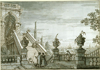 A Capriccio with a Monumental Staircase, c.1755/60 | Canaletto | Painting Reproduction
