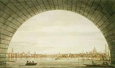 London: The City Seen through an Arch of Westminster Bridge, c.1750 | Canaletto | Painting Reproduction