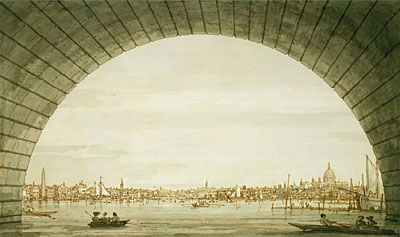 London: die Stadt gesehen durch einen Bogen der ..., c.1750 von Canaletto | Gemälde-Reproduktion