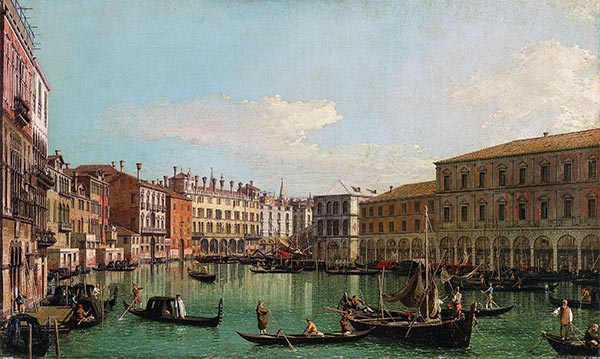 Der Canal Grande, Venedig, Blick nach Süden zur Rialto-Brücke | Canaletto | Gemälde Reproduktion