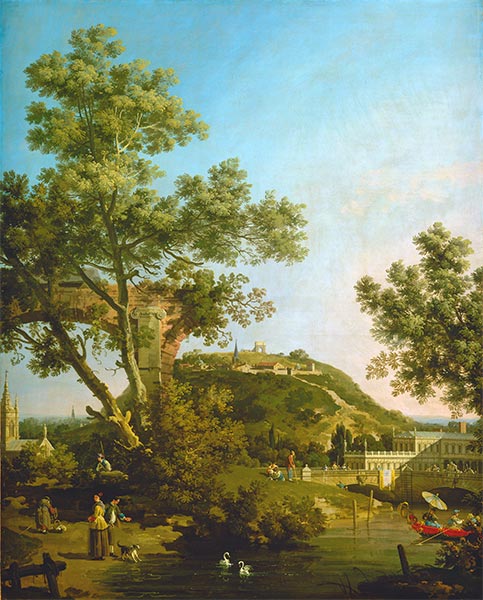 English Landscape Capriccio with a Palace | Canaletto | Painting Reproduction