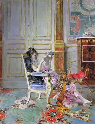 Girl Reading in a Salon, 1876 | Giovanni Boldini | Painting Reproduction
