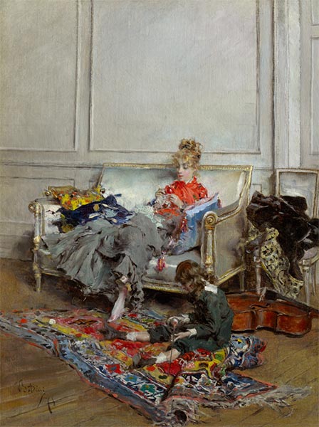 Young Woman Crocheting, 1875 | Giovanni Boldini | Painting Reproduction