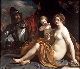 Venus, Mars and Cupid, n.d. von Guercino | Gemälde-Reproduktion