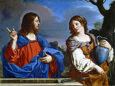 Christus und die Frau aus Samaria am Brunnen, c.1640/41 | Guercino | Gemälde Reproduktion