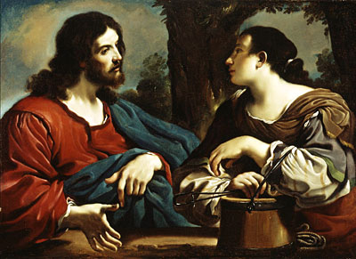 Christus und die Frau von Samaria, c.1620 | Guercino | Gemälde Reproduktion