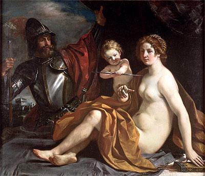 Venus, Mars and Cupid, Undated | Guercino | Painting Reproduction