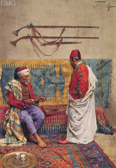 A Game of Backgammon, n.d. by Giulio Rosati | Painting Reproduction