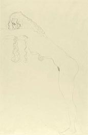 Nude with Long Hair and Forward Leaning Torso, c.1907 by Klimt | Painting Reproduction