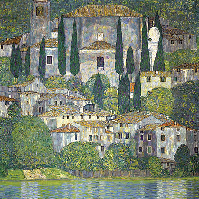 Church in Cassone (Landscape with Cypresses), 1913 | Klimt | Painting Reproduction