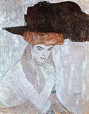 Woman with Black Feather Hat, 1910 | Klimt | Gemälde Reproduktion