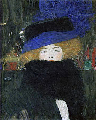 Lady with Hat and Feather Boa, 1909 | Klimt | Gemälde Reproduktion