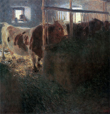 Cows in Stable, 1900 | Klimt | Gemälde Reproduktion