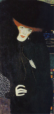 Portrait of a Lady in Red and Black | Klimt | Painting Reproduction