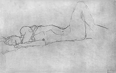 Reclining Female Nude, c.1914 | Klimt | Gemälde Reproduktion