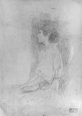 Seated Girl in Shadow, Undated | Klimt | Painting Reproduction