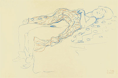 Reclining Semi-Nude, 1913 | Klimt | Gemälde Reproduktion
