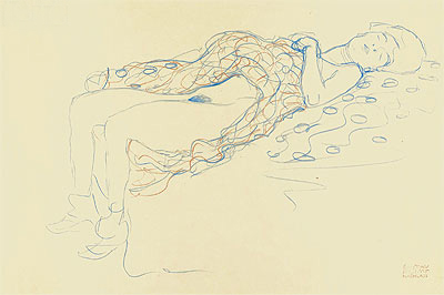 Reclining Semi-Nude, 1913 by Klimt | Painting Reproduction
