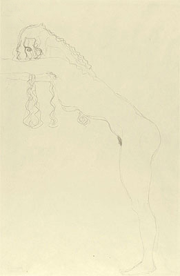 Nude with Long Hair and Forward Leaning Torso, c.1907 | Klimt | Painting Reproduction