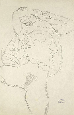 Reclining Semi-Nude with Spread Legs, c.1917/18 by Klimt | Painting Reproduction