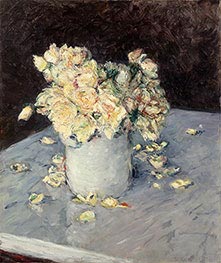 Yellow Roses in a Vase, 1882 by Caillebotte | Painting Reproduction
