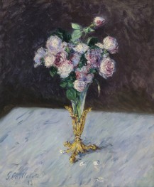 Bouquet of Roses in a Crystal Vase, 1883 by Caillebotte | Painting Reproduction