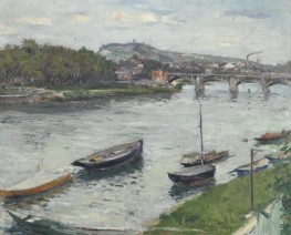 The Bank and the Bridge of Argenteuil, 1882 by Caillebotte | Painting Reproduction