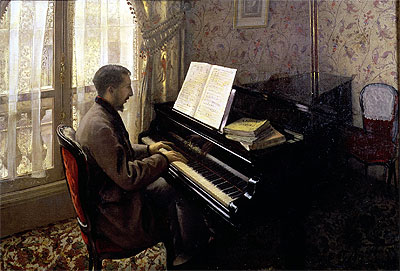 Junger Mann spielt Klavier, 1876 | Caillebotte | Gemälde Reproduktion