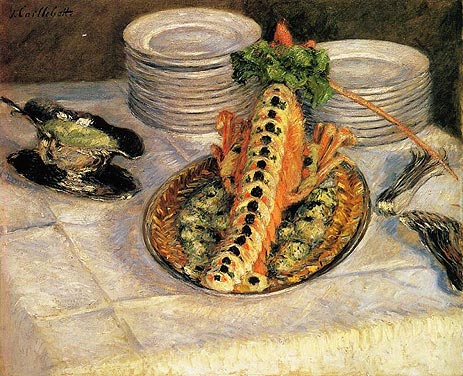 Stillleben mit Flusskrebs, c.1880/82 von Caillebotte | Leinwand-Kunstdruck