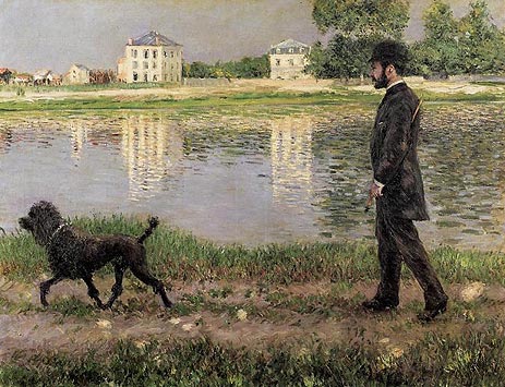 Richard Gallo und sein Hund in Petit Gennevilliers, 1884 von Caillebotte | Leinwand-Kunstdruck