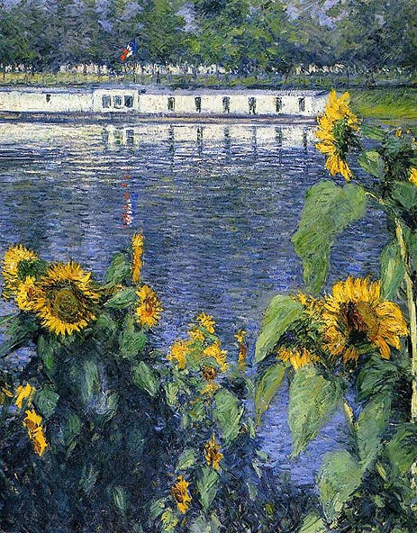 Sunflowers on the Banks of the Seine, c.1886 | Caillebotte | Painting Reproduction