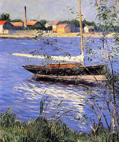 Anchored Boat on the Seine at Argenteuil | Caillebotte | Painting Reproduction