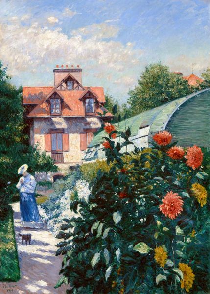 Dahlien, der Garten in Petit-Gennevilliers | Caillebotte | Gemälde Reproduktion