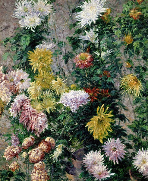 Weiße und gelbe Chrysanthemen. Garten von Petit Gennevilliers, 1893 | Caillebotte | Gemälde Reproduktion